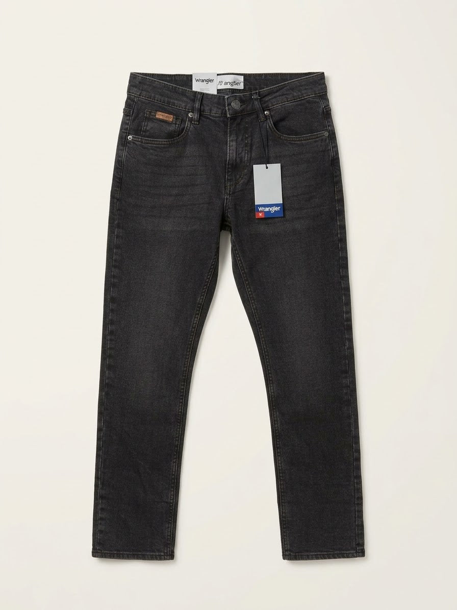 Wrangler Men’s Charcoal Black Washed Slim Fit Jeans