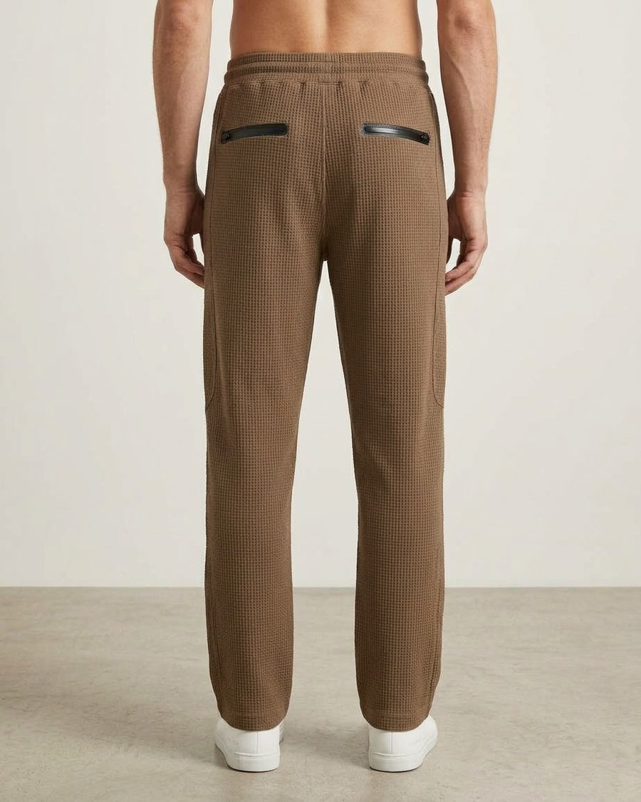 Men’s Chocolate Brown Waffle Jogger Pants