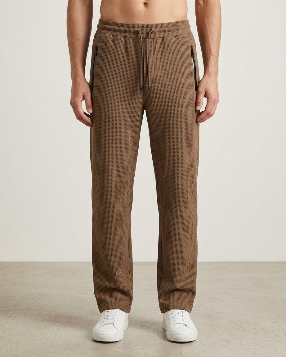 Men’s Chocolate Brown Waffle Jogger Pants