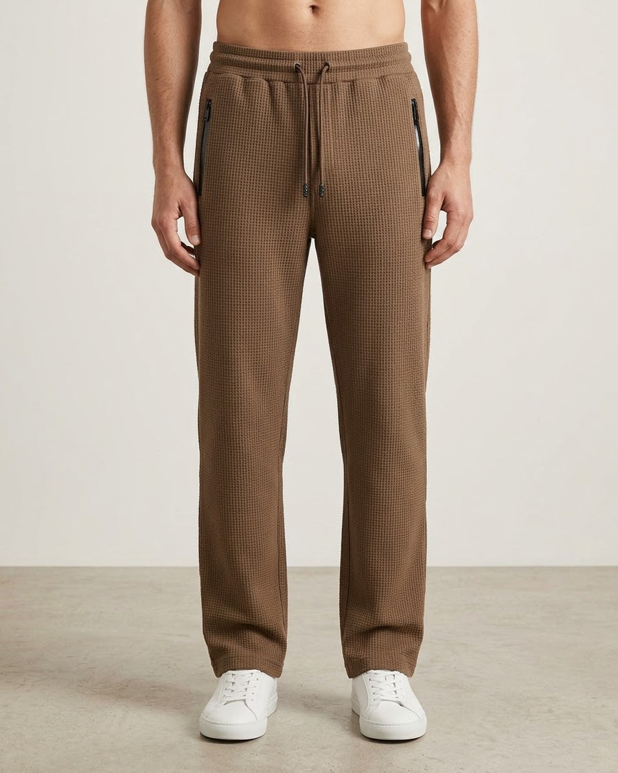 Men’s Chocolate Brown Waffle Jogger Pants