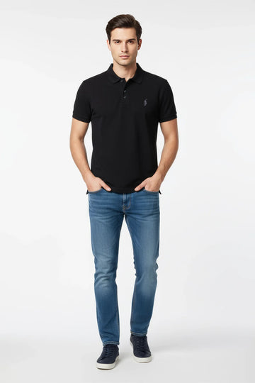 Men Branded Polo - Black