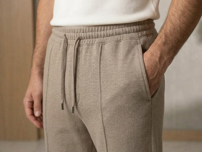 Men's Beige Relaxed-Fit Drawstring Sweatpants