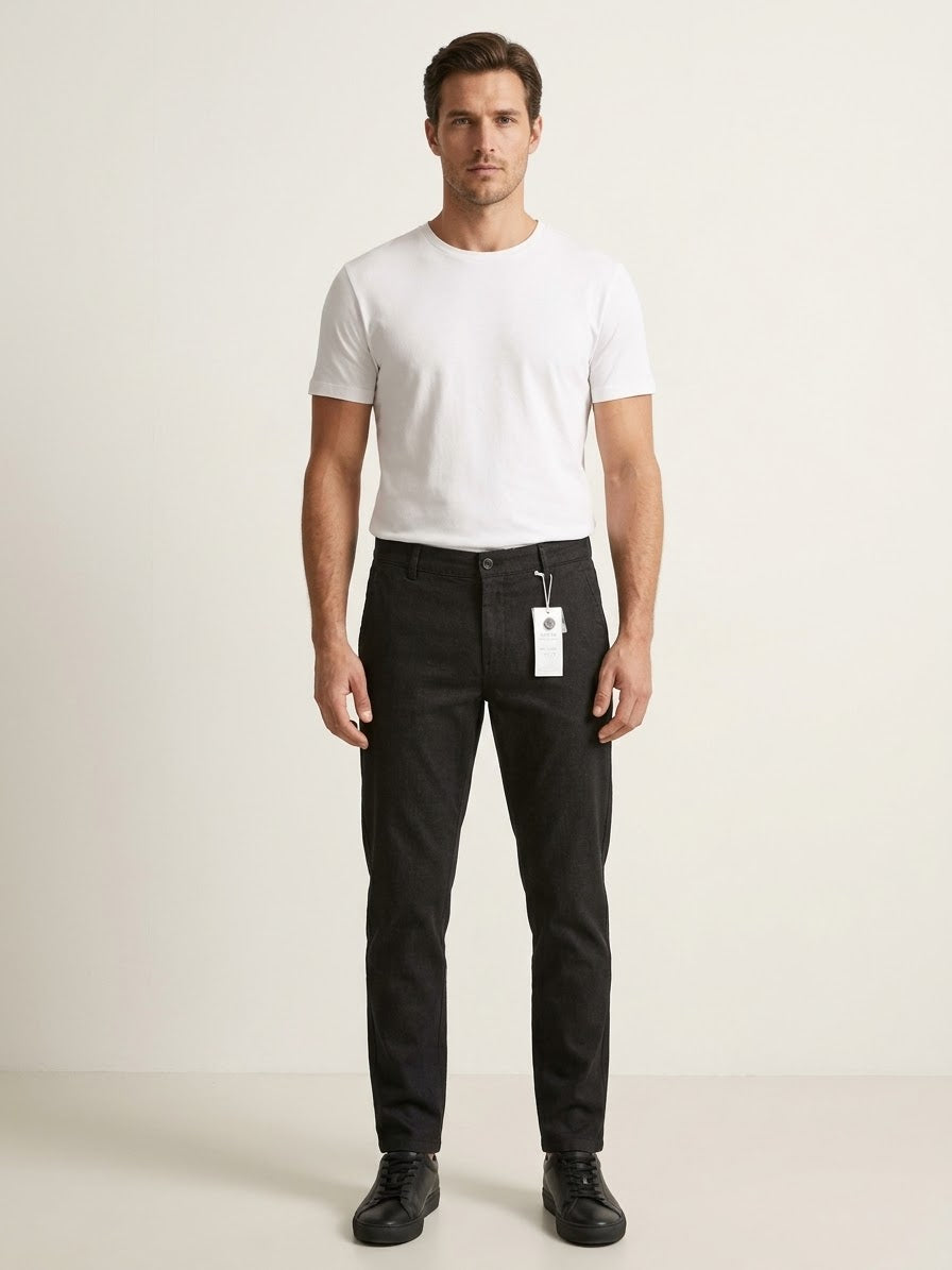 Men’s Slim Fit Black Cotton Pants