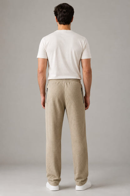Men’s Beige Waffle Jogger Pants