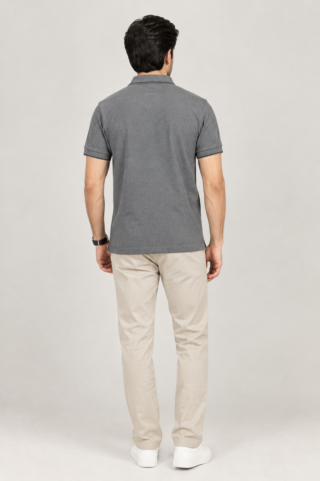 Men’s Grey Polo T-Shirt with Embroidered Logo