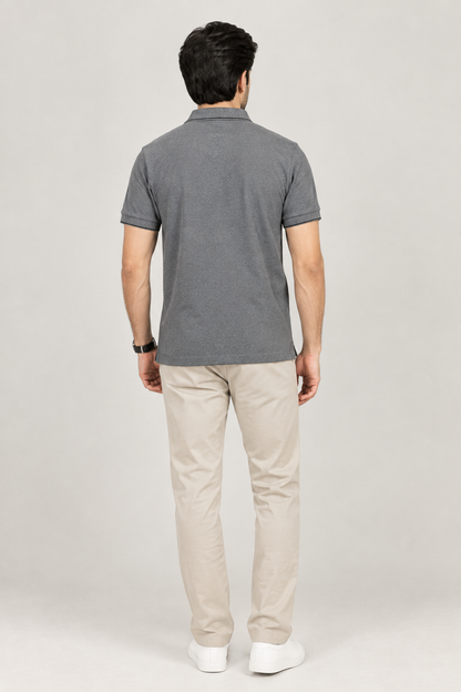 Men’s Grey Polo T-Shirt with Embroidered Logo