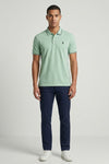 Light Green Polo T-Shirt with Contrast Trim & Logo