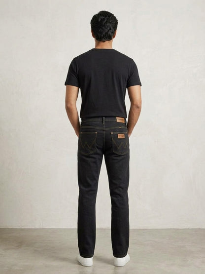 Wrangler Men’s Black Washed Slim Fit Jeans