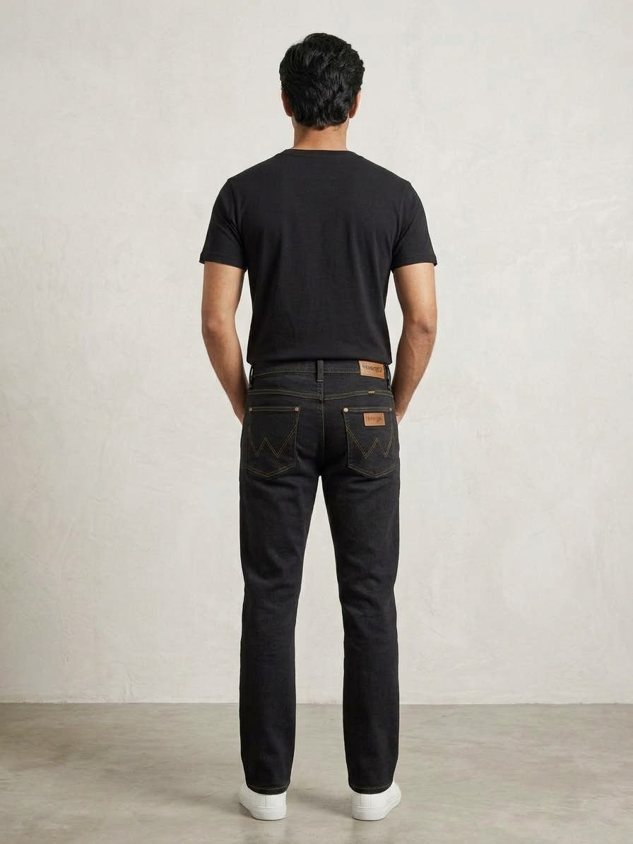 Wrangler Men’s Black Washed Slim Fit Jeans