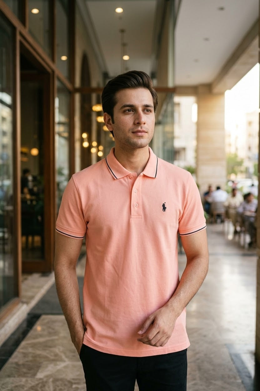 Men's classi peach Polo T- Shirt