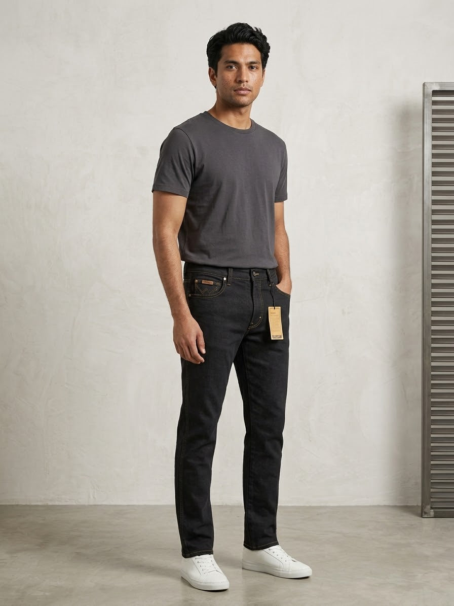 Wrangler Men’s Black Washed Slim Fit Jeans