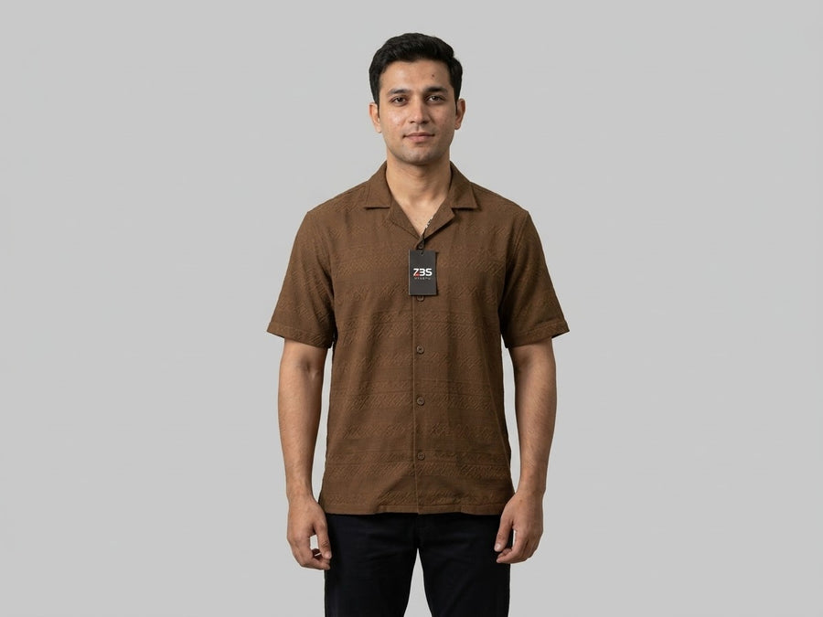 Men's Textured Short-Sleeve Resort Collar Shirt