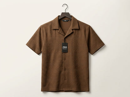 Men's Textured Short-Sleeve Resort Collar Shirt
