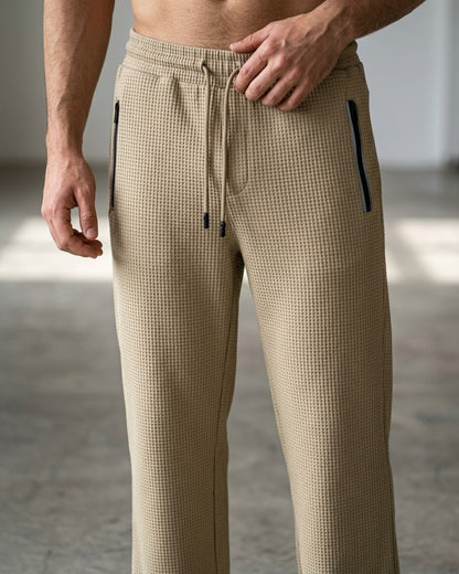 Men’s Beige Waffle Jogger Pants