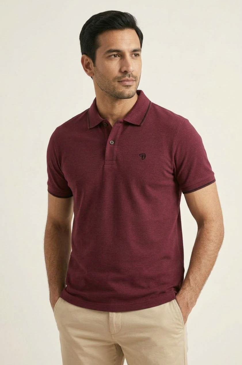 Men’s Maroon Polo T-Shirt with Embroidered Logo