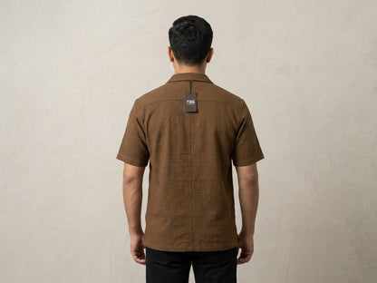 Men's Textured Short-Sleeve Resort Collar Shirt