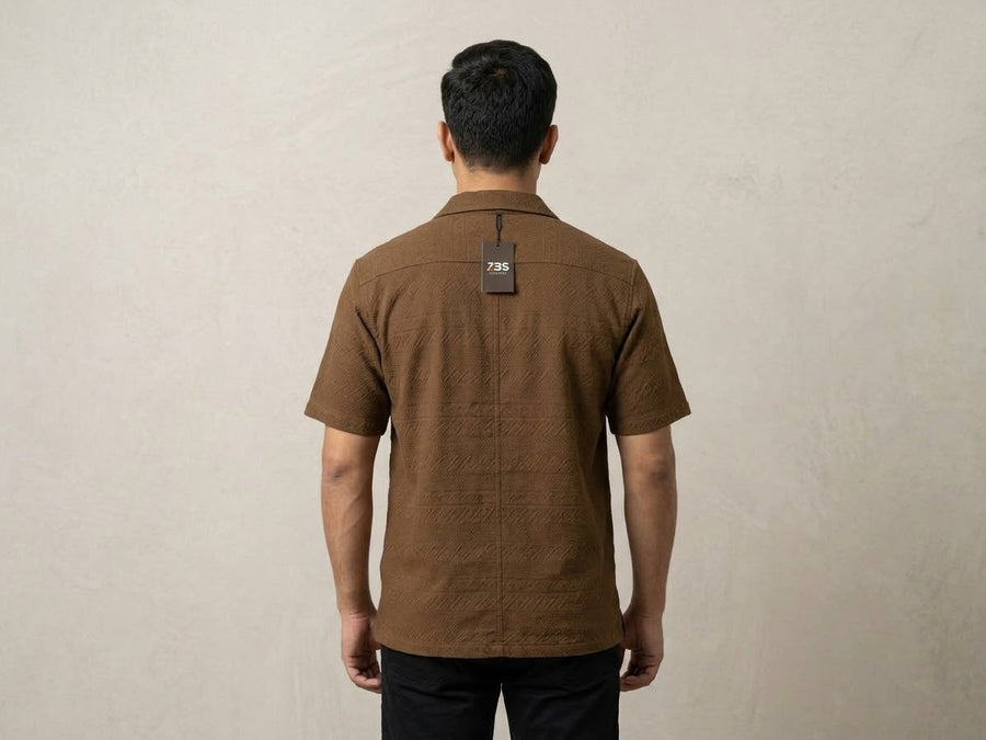 Men's Textured Short-Sleeve Resort Collar Shirt