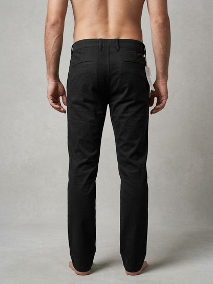 Men’s Slim Fit Black Cotton Pants