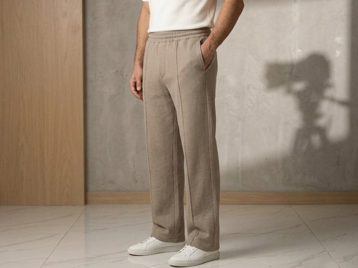 Men's Beige Relaxed-Fit Drawstring Sweatpants