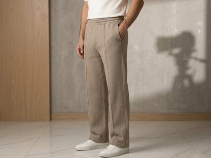 Men's Beige Relaxed-Fit Drawstring Sweatpants