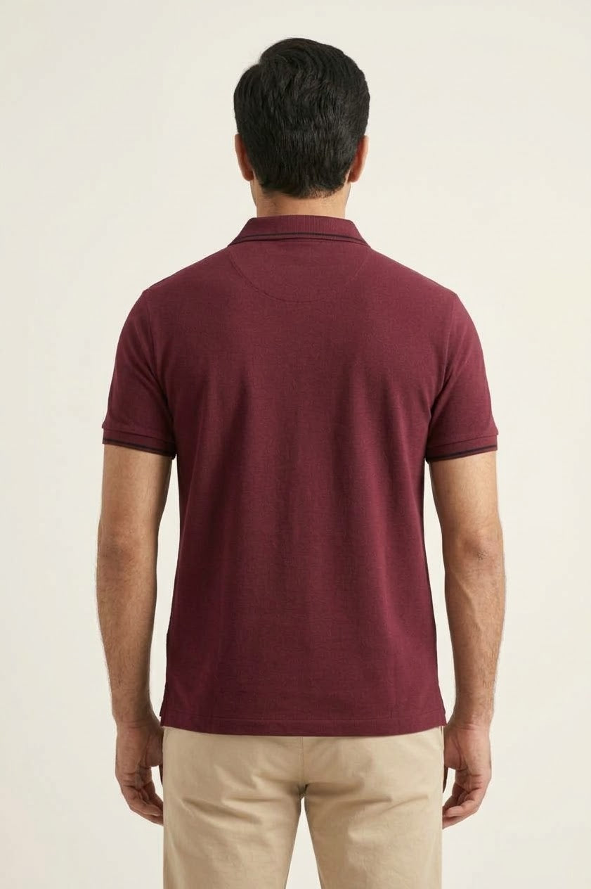 Men’s Maroon Polo T-Shirt with Embroidered Logo