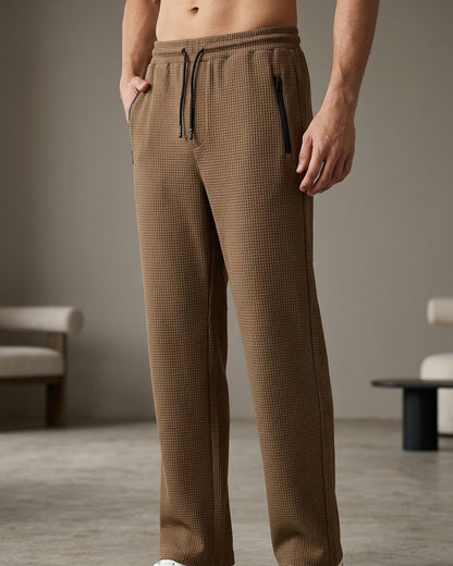Men’s Chocolate Brown Waffle Jogger Pants