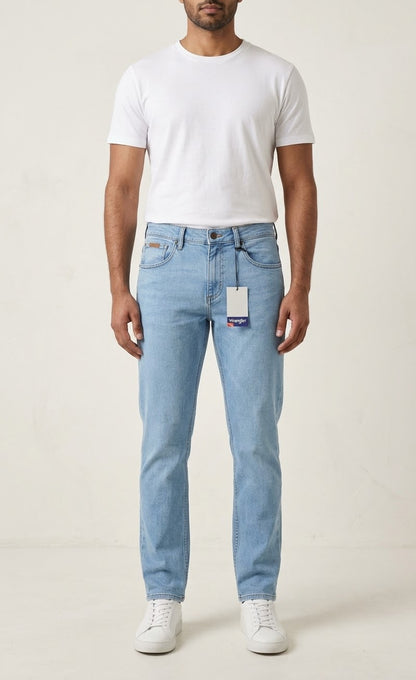 Wrangler Men’s Light Blue Washed Slim Fit Jeans