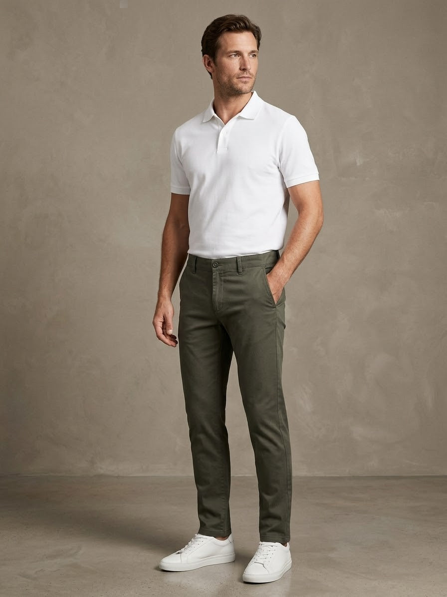Men’s Olive Green Slim Fit CottonPants