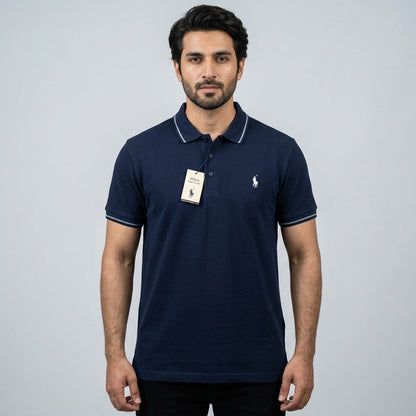 Men’s navy blue polo T-shirt with a classic collar