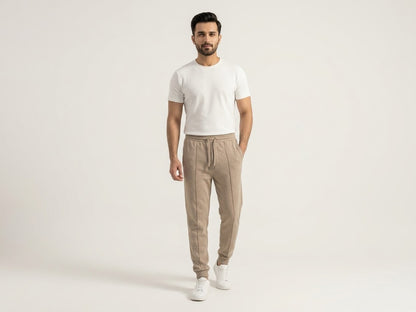 Men's Beige Relaxed-Fit Drawstring Sweatpants