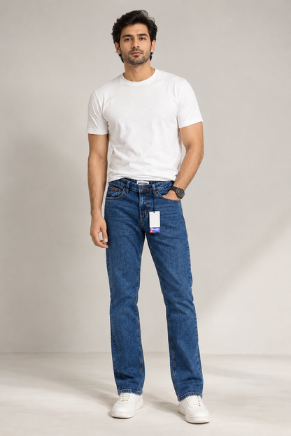 Men’s Classic Blue Straight-Fit Denim Jeans – Wrangler Style