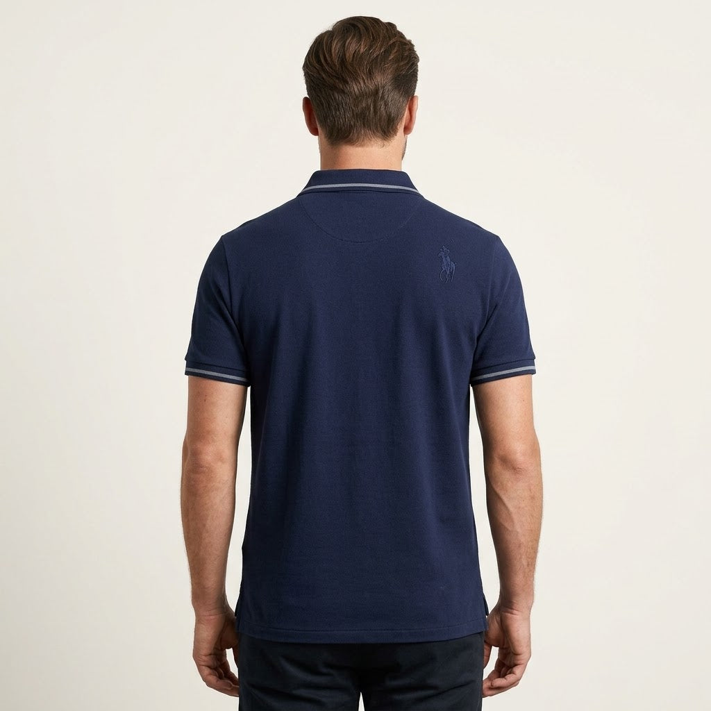 Men’s navy blue polo T-shirt with a classic collar