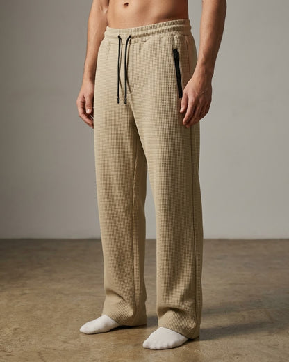 Men’s Beige Waffle Jogger Pants
