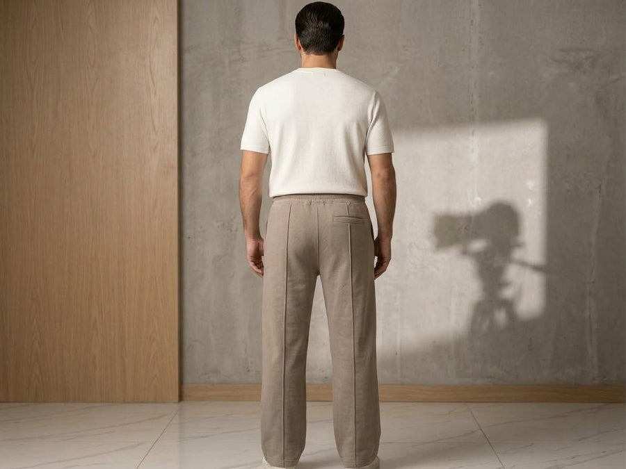 Men's Beige Relaxed-Fit Drawstring Sweatpants