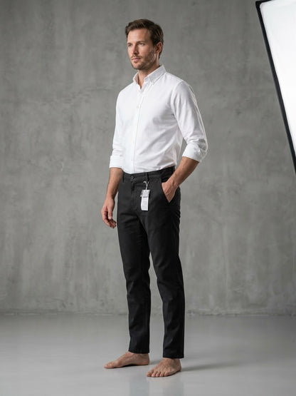 Men’s Slim Fit Black Cotton Pants
