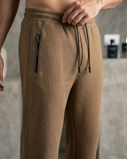 Men’s Chocolate Brown Waffle Jogger Pants