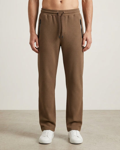 Men’s Chocolate Brown Waffle Jogger Pants