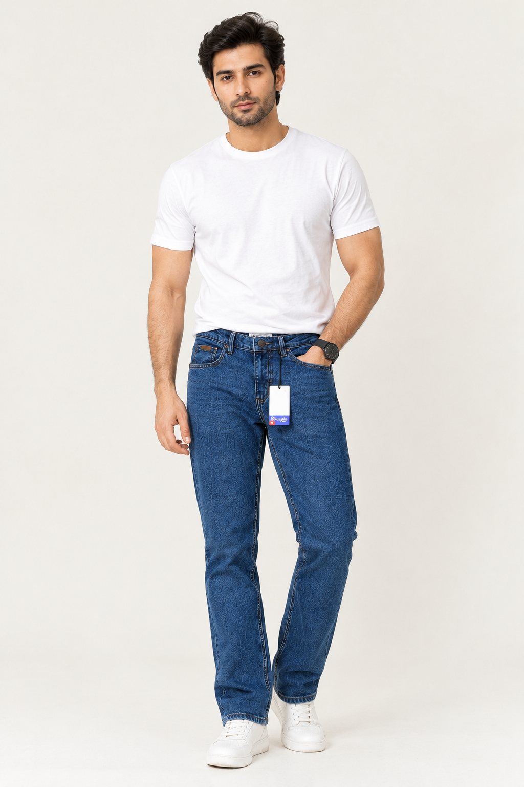 Men’s Classic Blue Straight-Fit Denim Jeans – Wrangler Style
