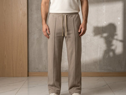 Men's Beige Relaxed-Fit Drawstring Sweatpants